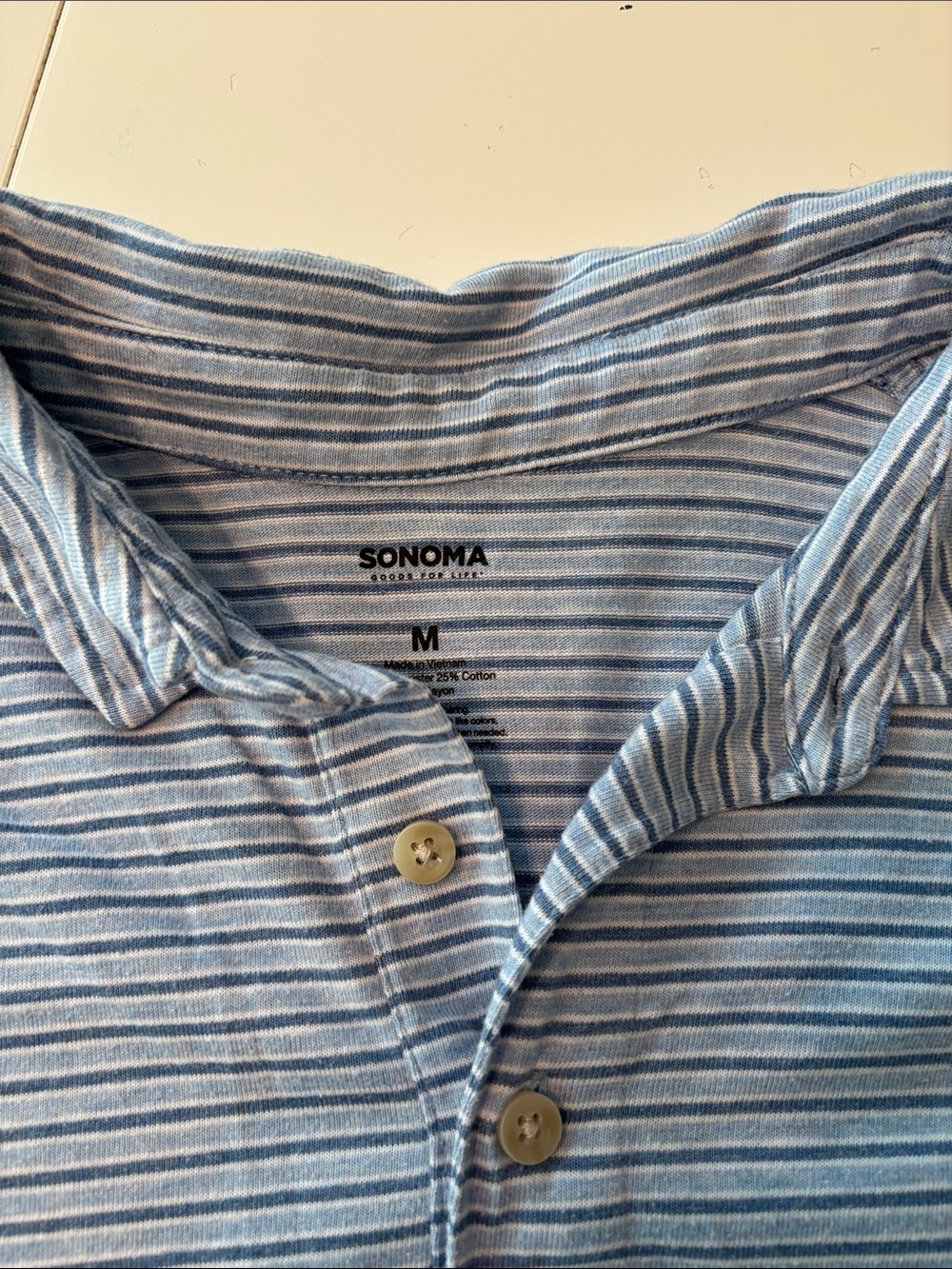 Sonoma Blue and White Striped Polo Shirt